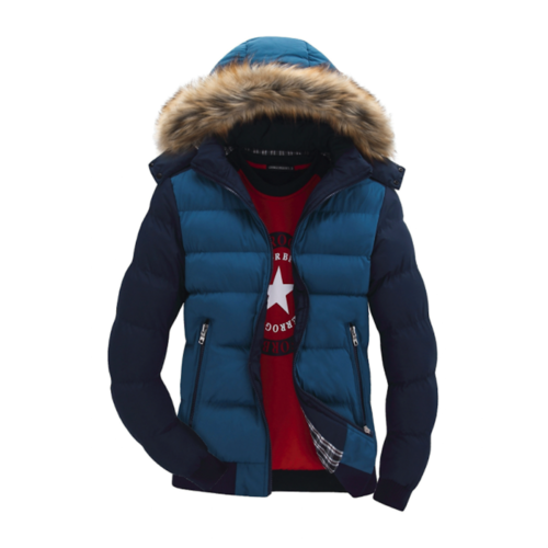 Mens Two Tone Puffer Jacket with Removable Hood