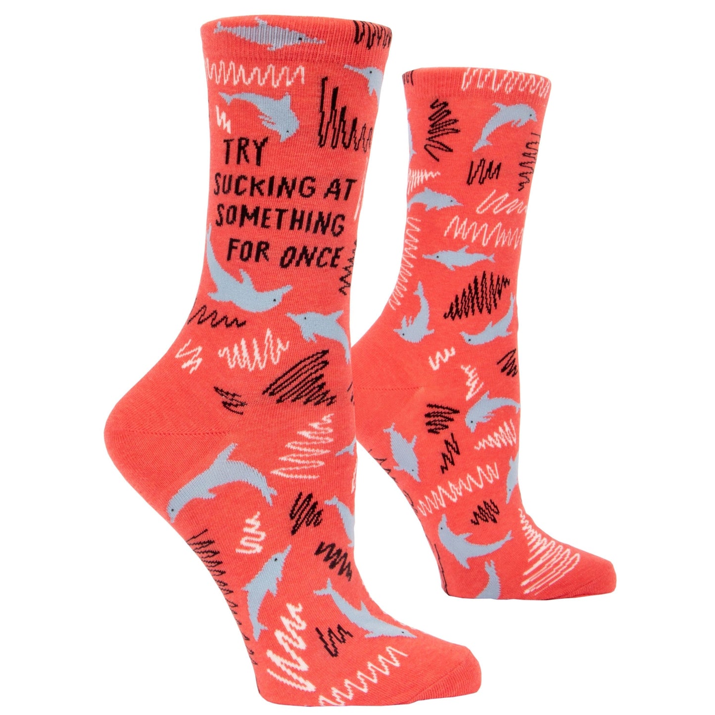 BlueQ Try Sucking At Something For Once Women's Crew Dress Socks |